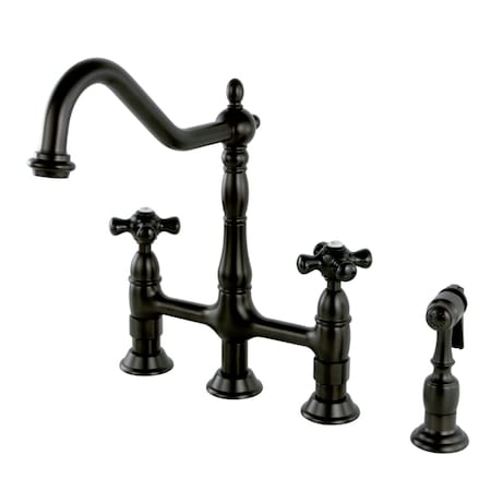 Kingston Brass KS1275PKXBS Duchess Bridge Kitchen Faucet W/ Brass Sprayer, Bronze KS1275PKXBS